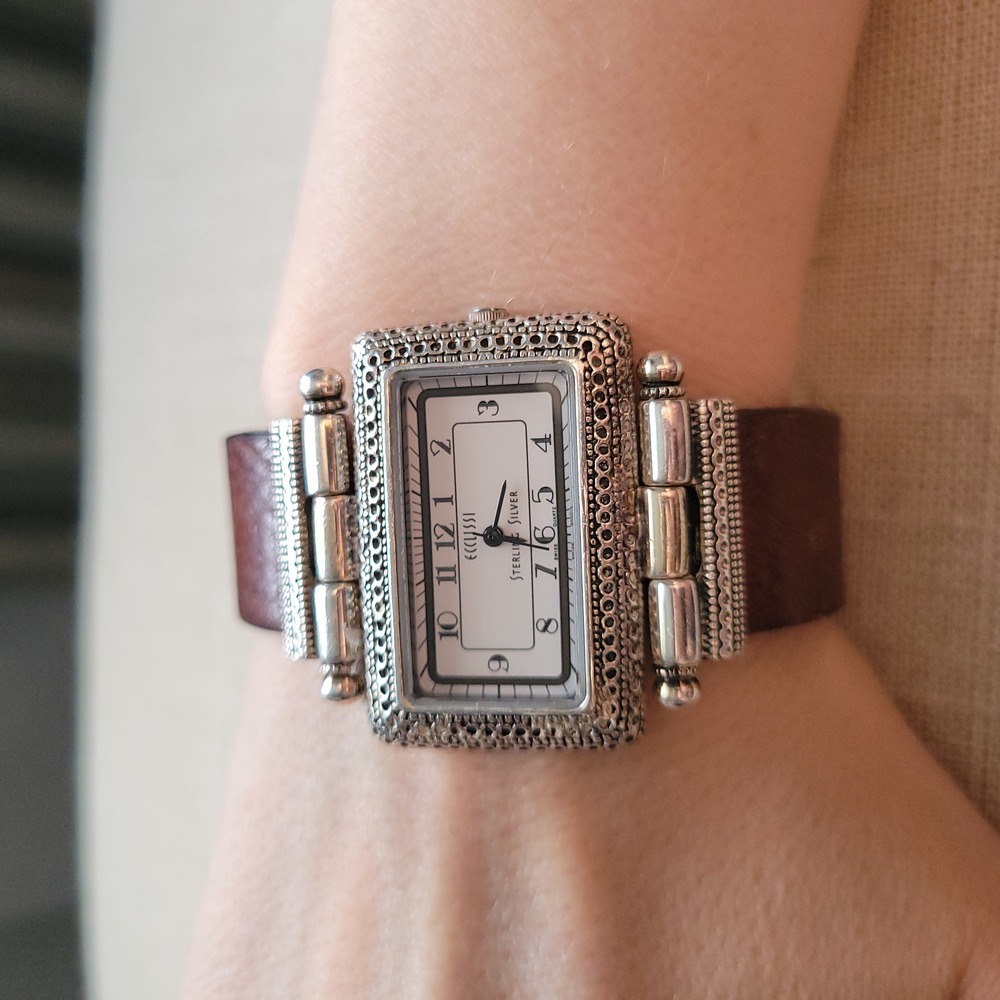 Vintage Ecclissi Sterling Silver and Leather Ladies' Watch